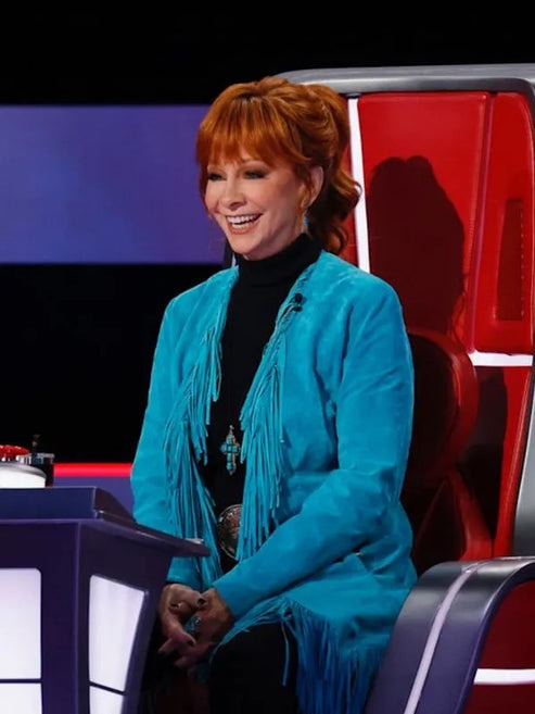 Reba McEntire Blue Fringe Suede Coat - Image 4