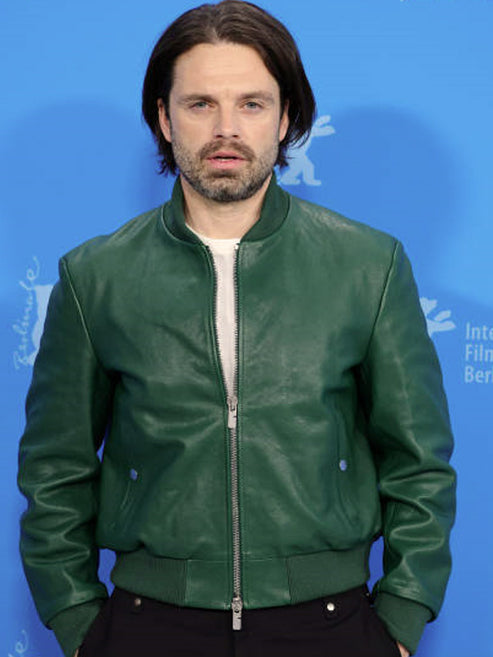A Different Man Green Leather Bomber Jacket - Image 3