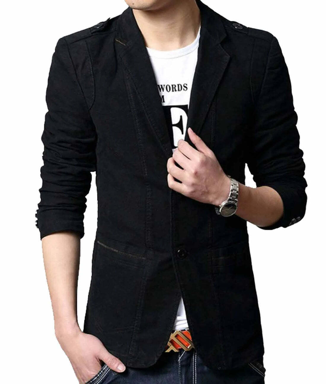 Men’s Slim Fit Black Casual Blazer Jacket - Image 3