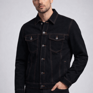 Conan O’Brien Black Denim Trucker Jacket with Contrast Stitching