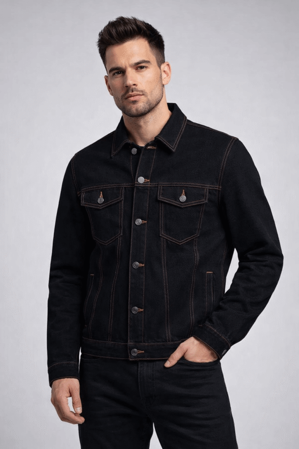 Conan O’Brien Black Denim Trucker Jacket with Contrast Stitching