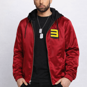Men’s Red Urban Style Zip-Up Jacket