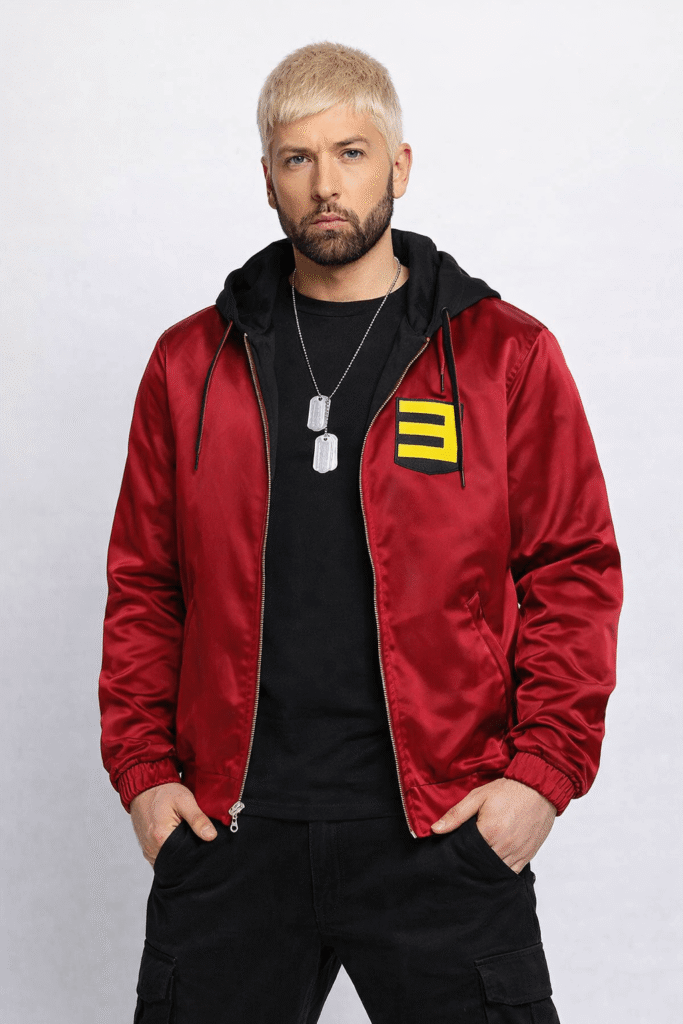 Men’s Red Urban Style Zip-Up Jacket