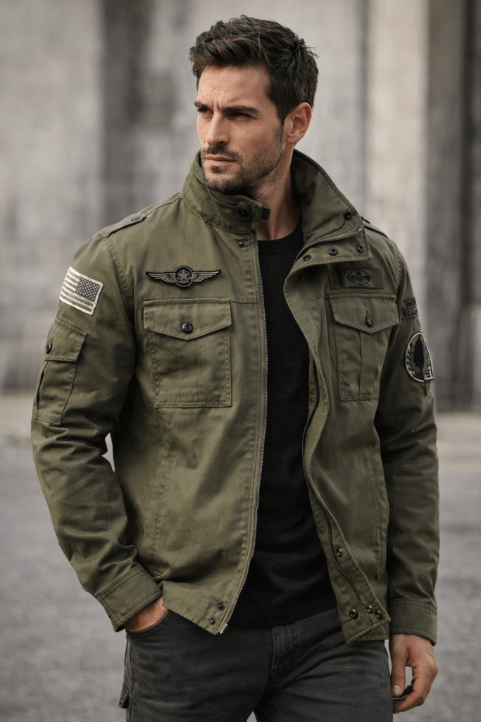 Retro Green Combat Jacket Men’s Vintage Look
