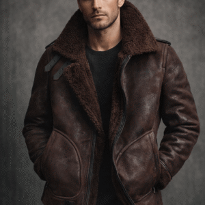 Aaron Burgundy Shearling Leather Jacket