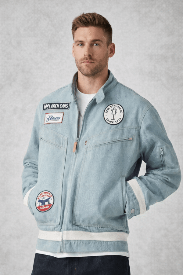 Men’s Light Indigo Casual Motorsport Jacket