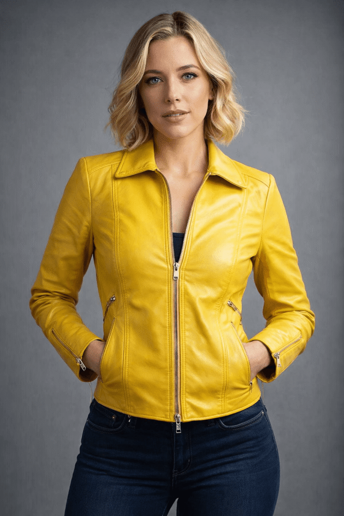 Rhea Seehorn Pluribus Yellow Leather Jacket