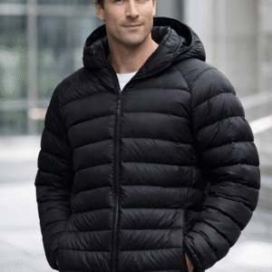 Glen Powell Ghostwriter Black Puffer Jacket