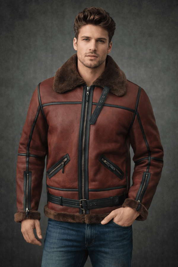 Men’s B3 Aviator Brown Leather Bomber Jacket