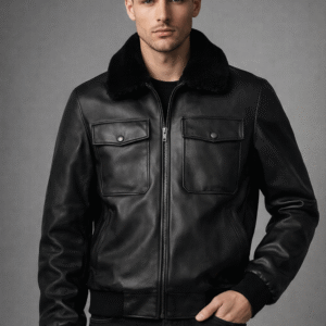 Black G-1 Flight Leather Bomber Jacket for Men