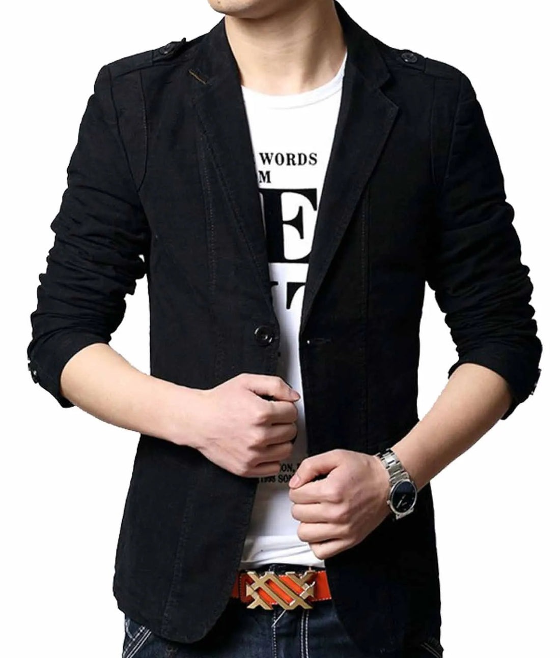 Men’s Slim Fit Black Casual Blazer Jacket - Image 2