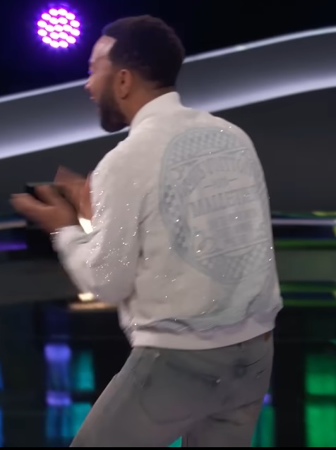 Men’s White Glossy Zip-Up Bomber Jacket - Image 5