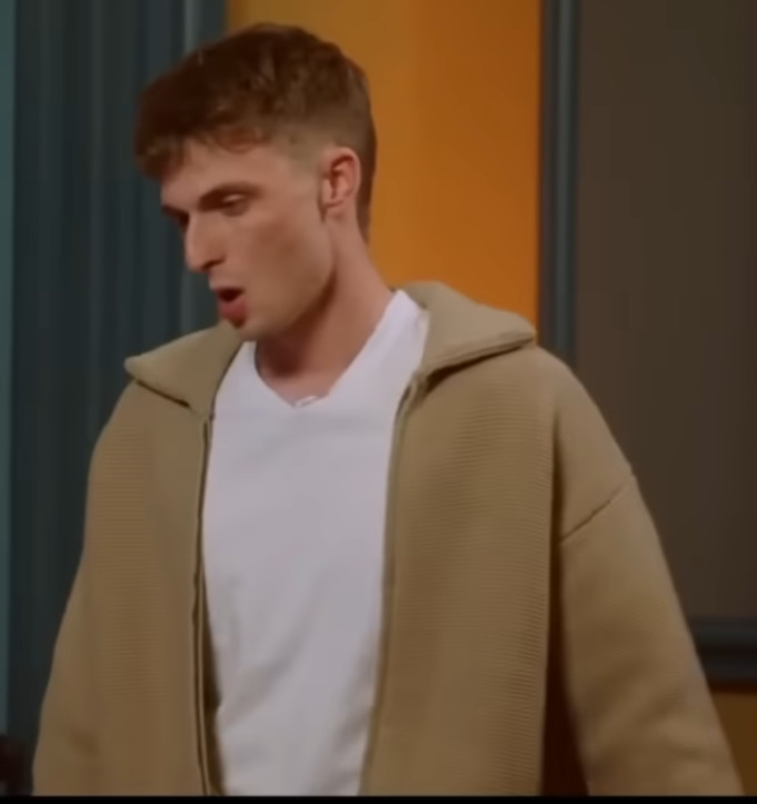 Men’s Beige Hooded Zip-Up Casual Jacket - Image 2