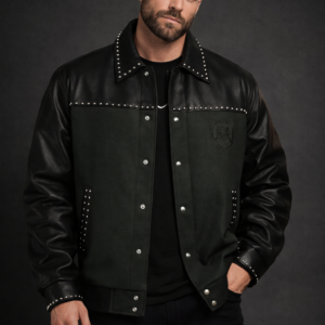 Men’s Studded Black Leather Jacket