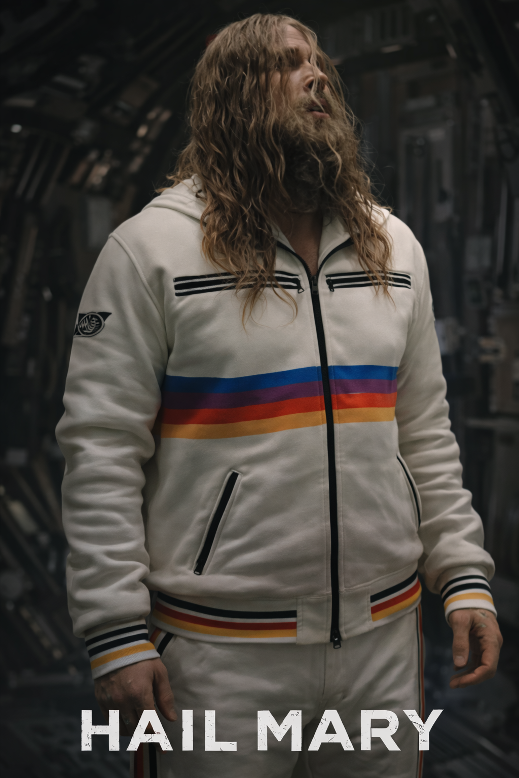 Hail Mary White Rainbow Stripe Track Jacket - Image 2