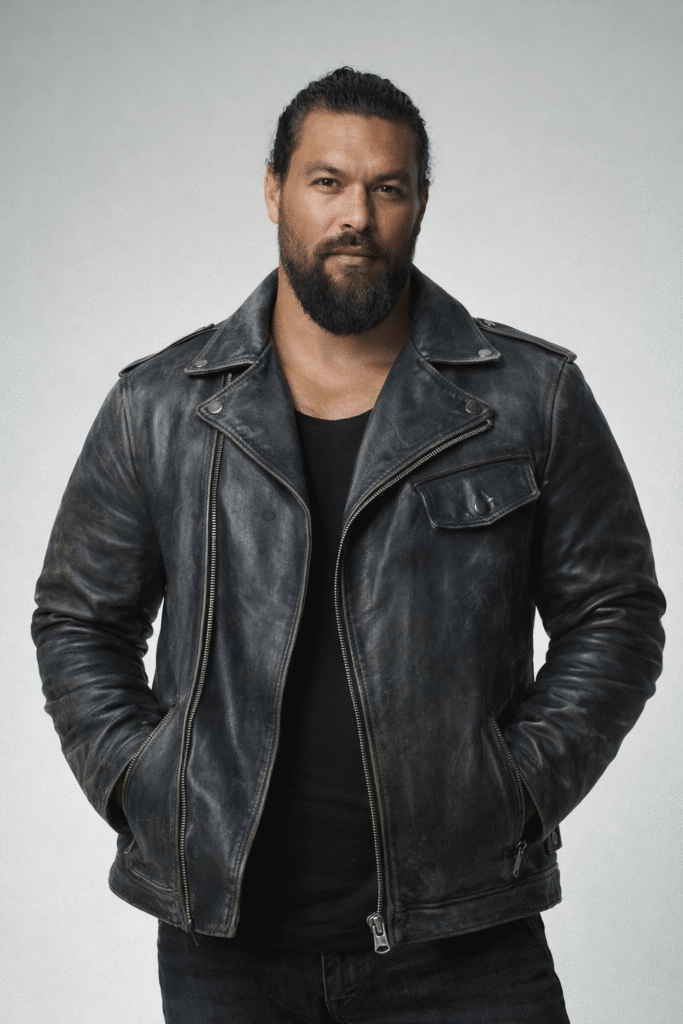 The Wrecking Crew Black Leather Biker Jacket