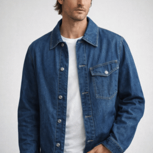 Men’s Blue Denim Casual Button Jacket