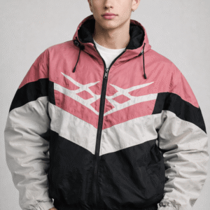 Men’s Red Hooded Track Style Jacket