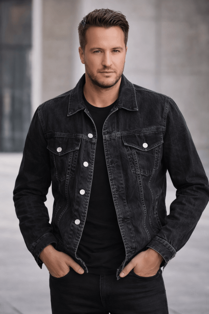 Men’s Black Denim Trucker Jacket