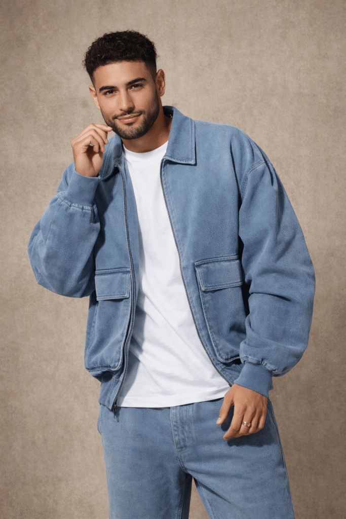 Men’s Blue Padded Casual Jacket