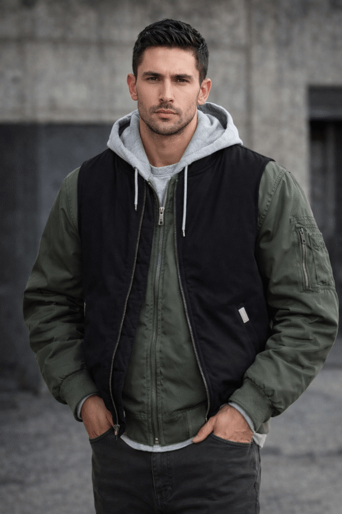Men’s grey Hooded Winter Casual Jacket